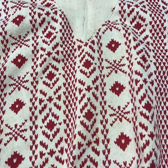 Vintagw 80s LL Bean White/Red Nordic Pattern Sweatshirt - Picture 2 of 4
